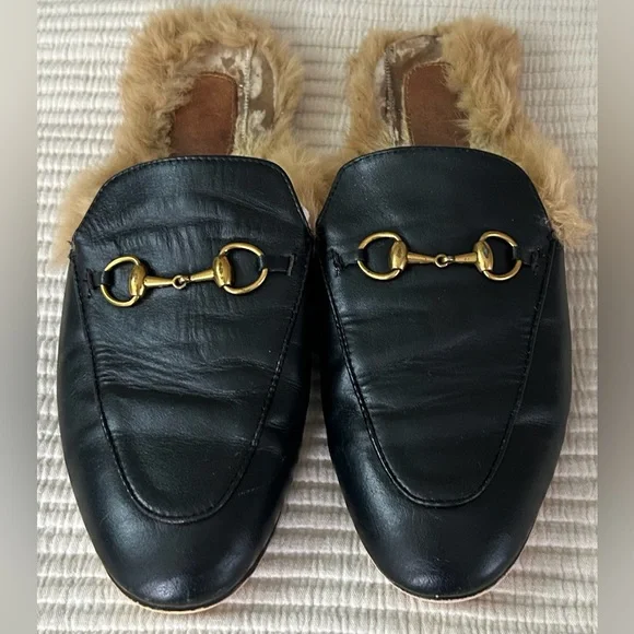 Gucci Princetown Fur Lined Leather Mules Men’s 45 Kind Of Thrashed but Clean 11 - Picture 1 of 15